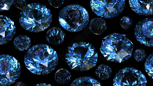 黑色背景上隔离的一组圆蓝宝石Ge图片