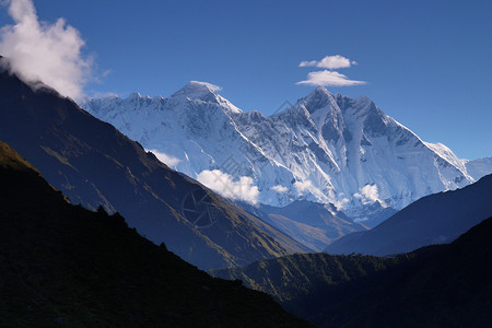 世界最高峰珠穆朗玛峰和第五高峰洛子峰的景色喜马拉图片