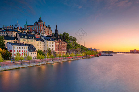 日落时的瑞典斯德哥图片