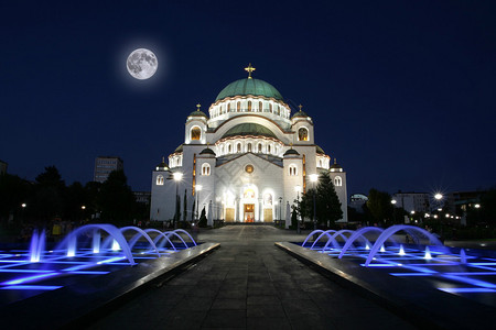 圣萨瓦大教堂晚上塞尔维图片