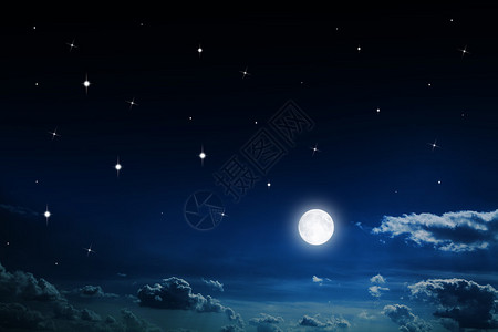 与星和满月背景的夜空图片