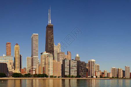 晨光中芝加哥天际线的图像图片