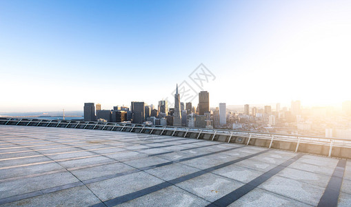 旧金山市景和天际线日出时空图片