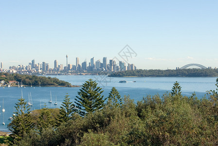 沃森斯湾和悉尼生物多样公约遥远的摩图片