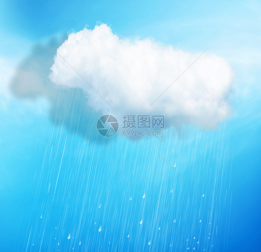 蓝色背景下有雨的白云图片