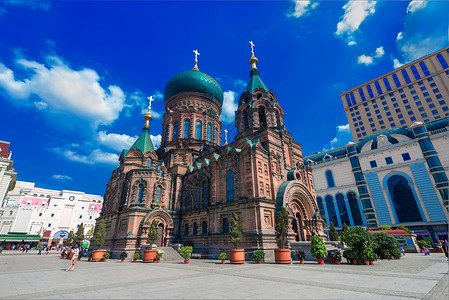 著名的HarbinSophia教堂在图片