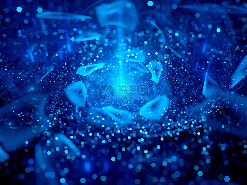 网络空间中的蓝色旋转魔法物体图片