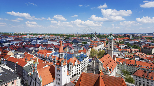 慕尼黑市中心与旧城的天线直望旧城图片