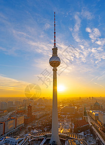 德国柏林电视塔的日落美图片
