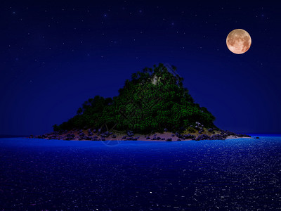 夜晚的热带岛屿图片