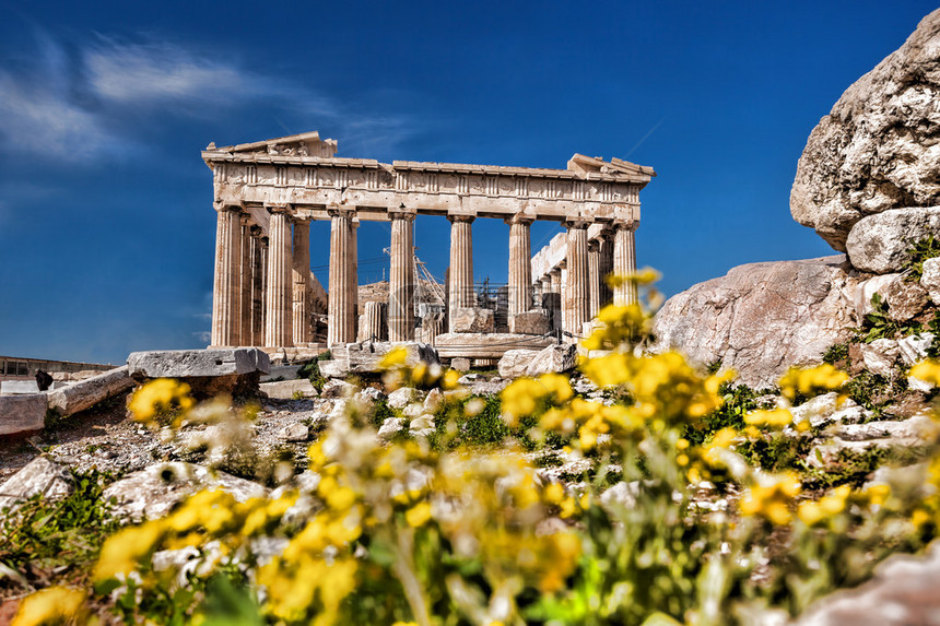 希腊雅典卫城著名的帕台农神庙图片