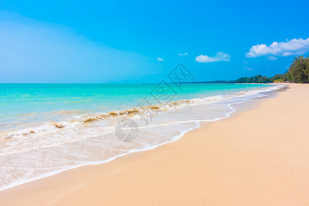 蓝色天空背景的美丽热带海滩和海景图片