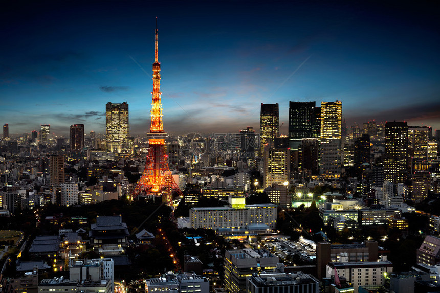 黄昏的东京城市天际线日本东京图片
