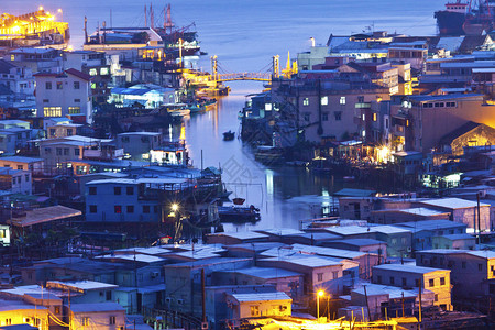 香港大澳渔村夜景图片