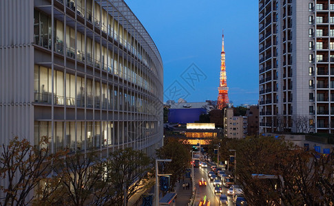 东京城市景观和东京天空树图片