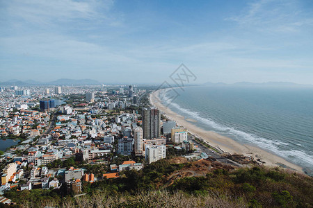 越南近海头顿城市景观鸟瞰图背景