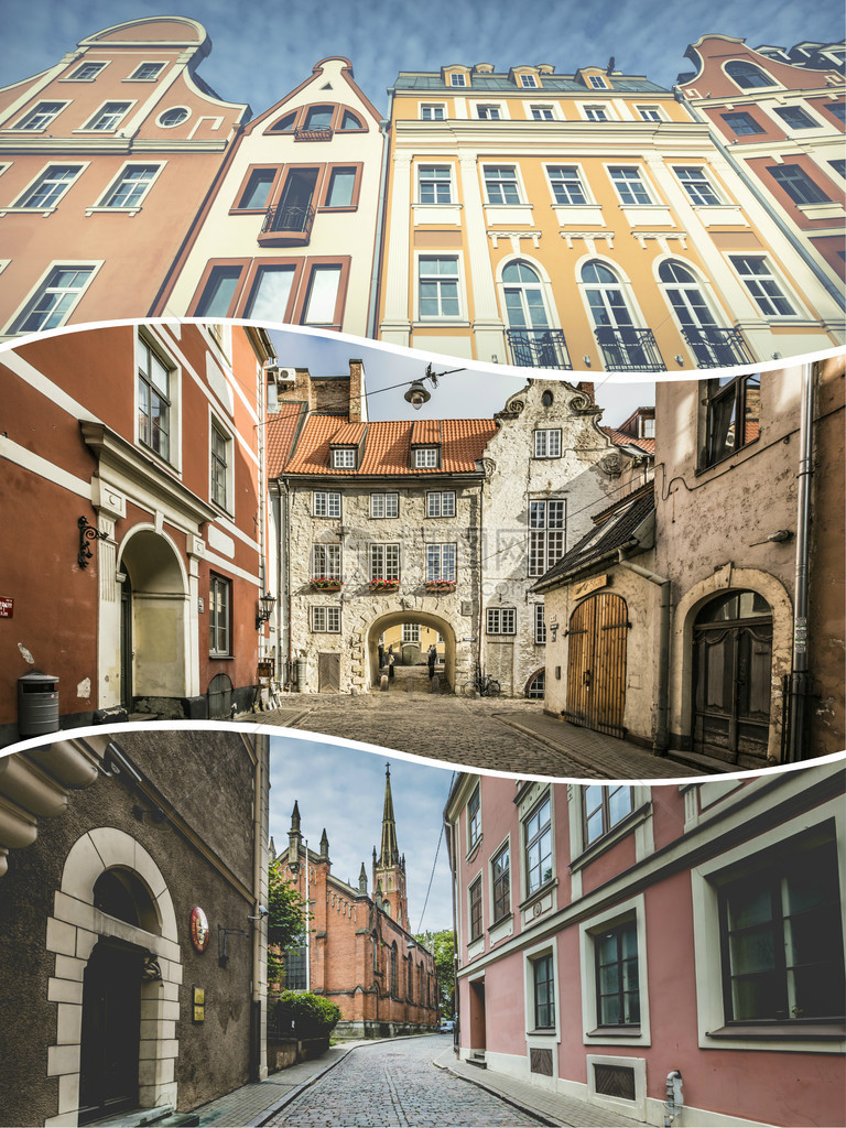 Riga拉脱维亚图像拼凑旅行背景图片