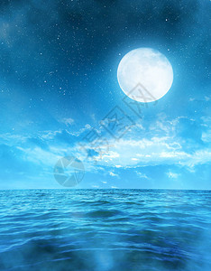 浪漫的夜空与满月图片