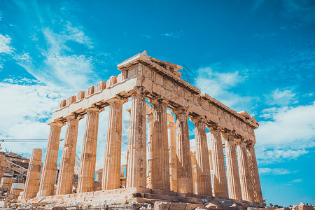 古希腊寺庙古老的欧洲旅游景点独自在山坡图片