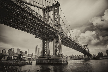 曼哈顿大桥纽约市向上图片