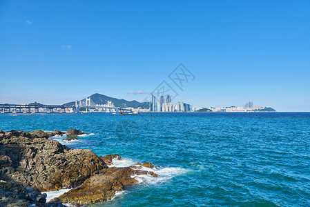 韩国釜山广安大桥和海云台吊桥是釜山的地标海云台区以韩国最受欢迎的海背景图片