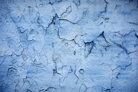 蓝绘开裂墙混凝土纹理背景图片