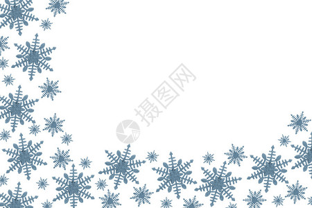 蓝色雪花背景上白色孤立背景图片