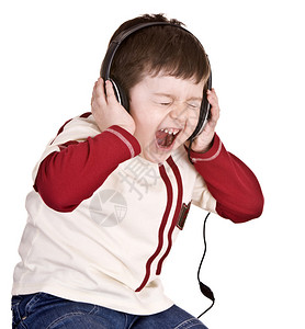 戴耳机的男孩听音乐孤立无援图片