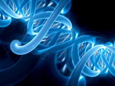 蓝色光亮的DNA螺旋式部分计算机图片