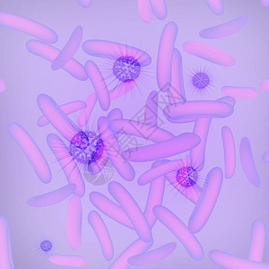紫外线背景的抽象微生物细胞图片