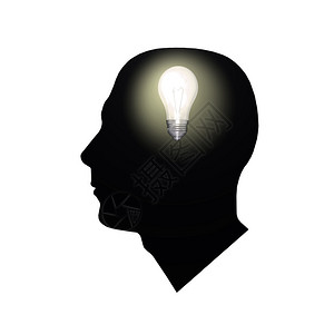 一个男人脑袋里的灯泡的图像图片