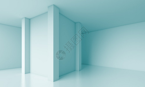 3d蓝色简约室内设计背景图片