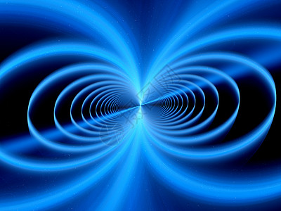 蓝色发光磁场分形计算机生成抽象背图片