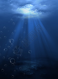 黑子背景为蓝色的水下场景插画