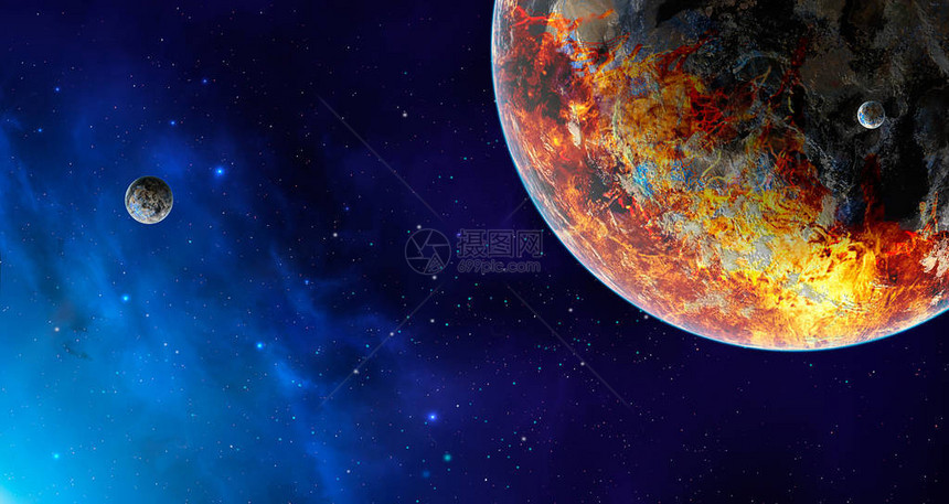 被摧毁行星的蓝色星云由美国航天局提供的仪图片