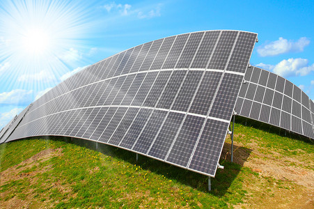 硅pu太阳能电池板对着阳插画