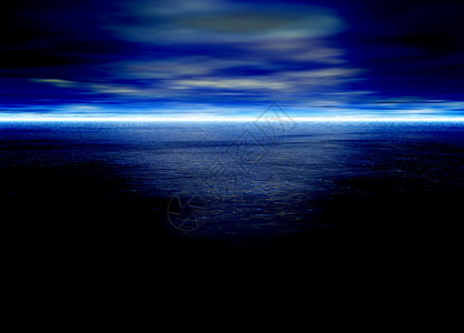 蓝色海景地平线有云图片