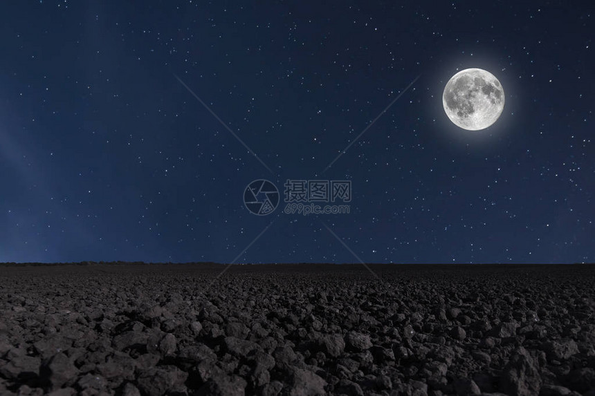 与月亮和星的夜空背景满月背景图片