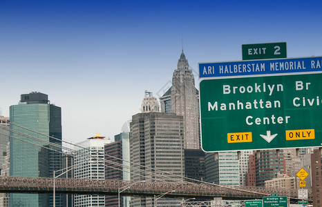 纽约市附近有州际标志和方向背景图片