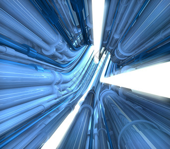 抽象蓝色管道隧的插图图片