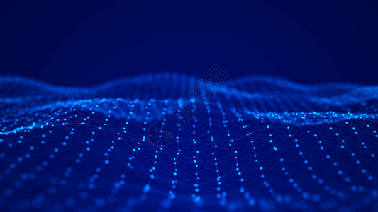 蓝色的未来派波浪抽象的技术背景科学背景大数据字背景图片