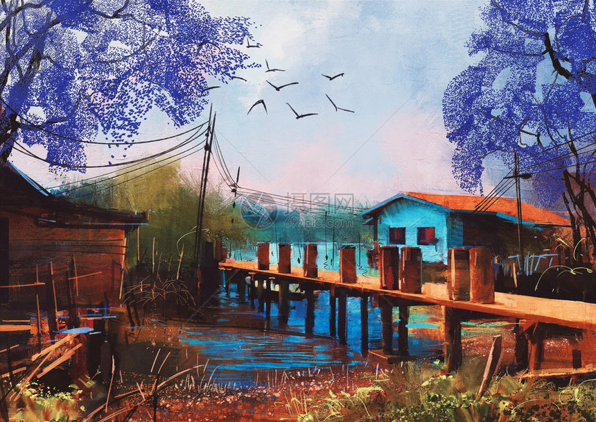 旧渔村油漆风格图片