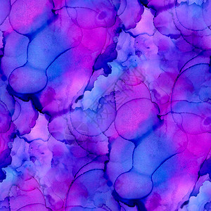 蓝色和紫色水彩色斑点的抽象无缝图图片