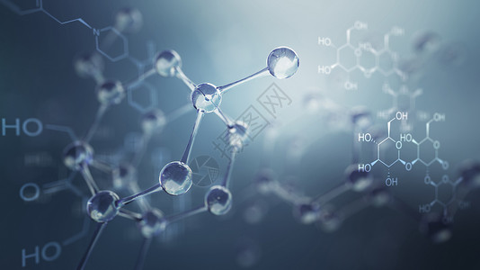 3d分子模型说明具有分子化学方程式的科学背图片