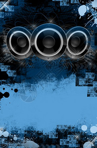 Grunge音乐活动海报背景蓝色和黑色酷垃圾背景背景图片