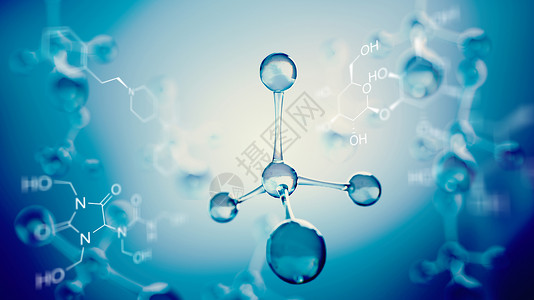 3d分子模型说明具有分子化学方程式的科学背图片
