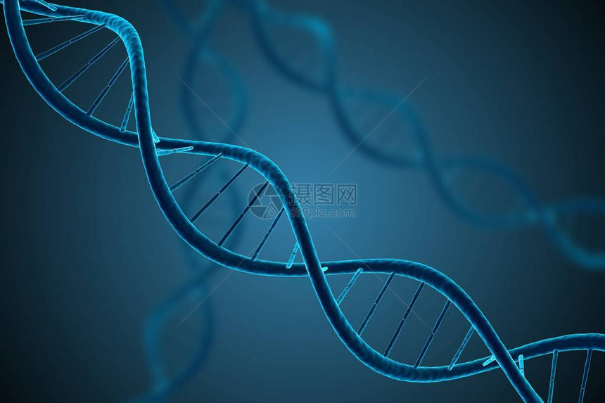 3D展示了发光DNA分子遗传学和微生物图片