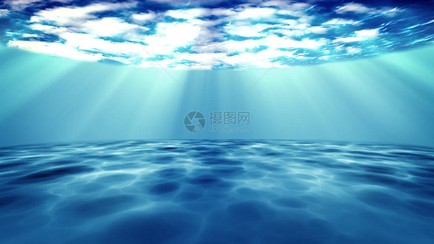 深蓝色背景下的水下场景图片