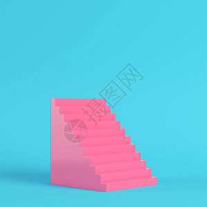 光蓝背景的粉色抽象楼梯图片
