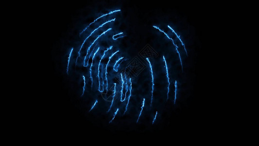 彩色指纹胺化黑色背景上带有火花的指纹出现和消失的动画带有哑光4K的发光彩背景图片